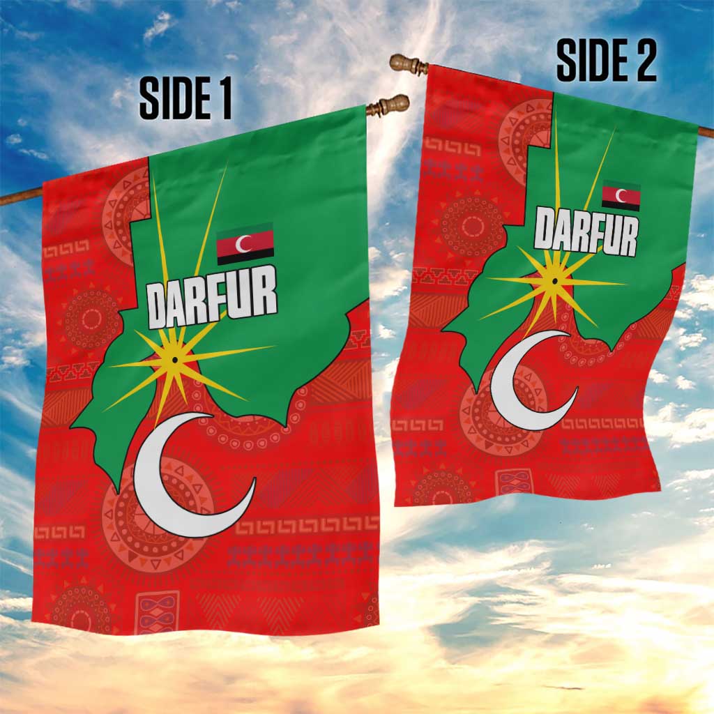 Darfur Sudan Garden Flag Red Green Yellow Crescent Star - African Pride