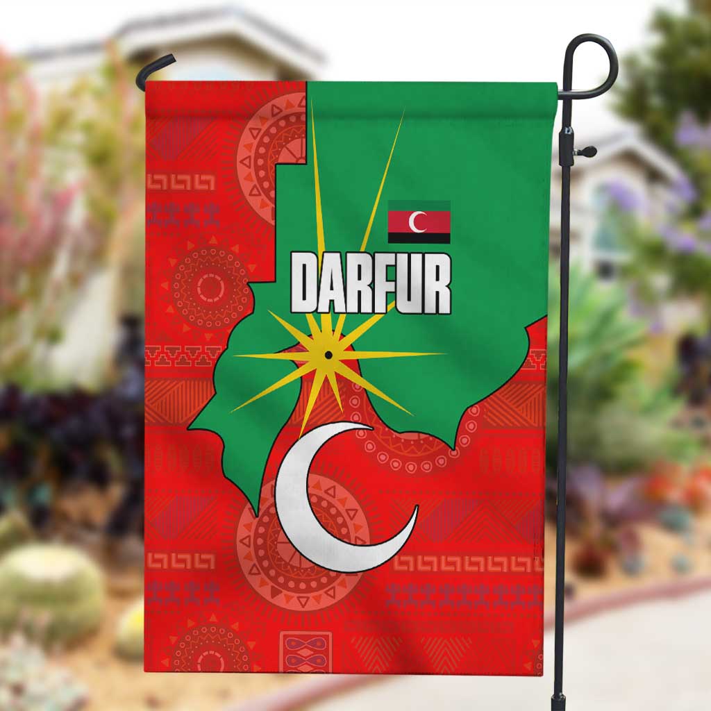 Darfur Sudan Garden Flag Red Green Yellow Crescent Star - African Pride