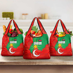 Darfur Sudan Grocery Bag Red Green Yellow Crescent Star - African Pride