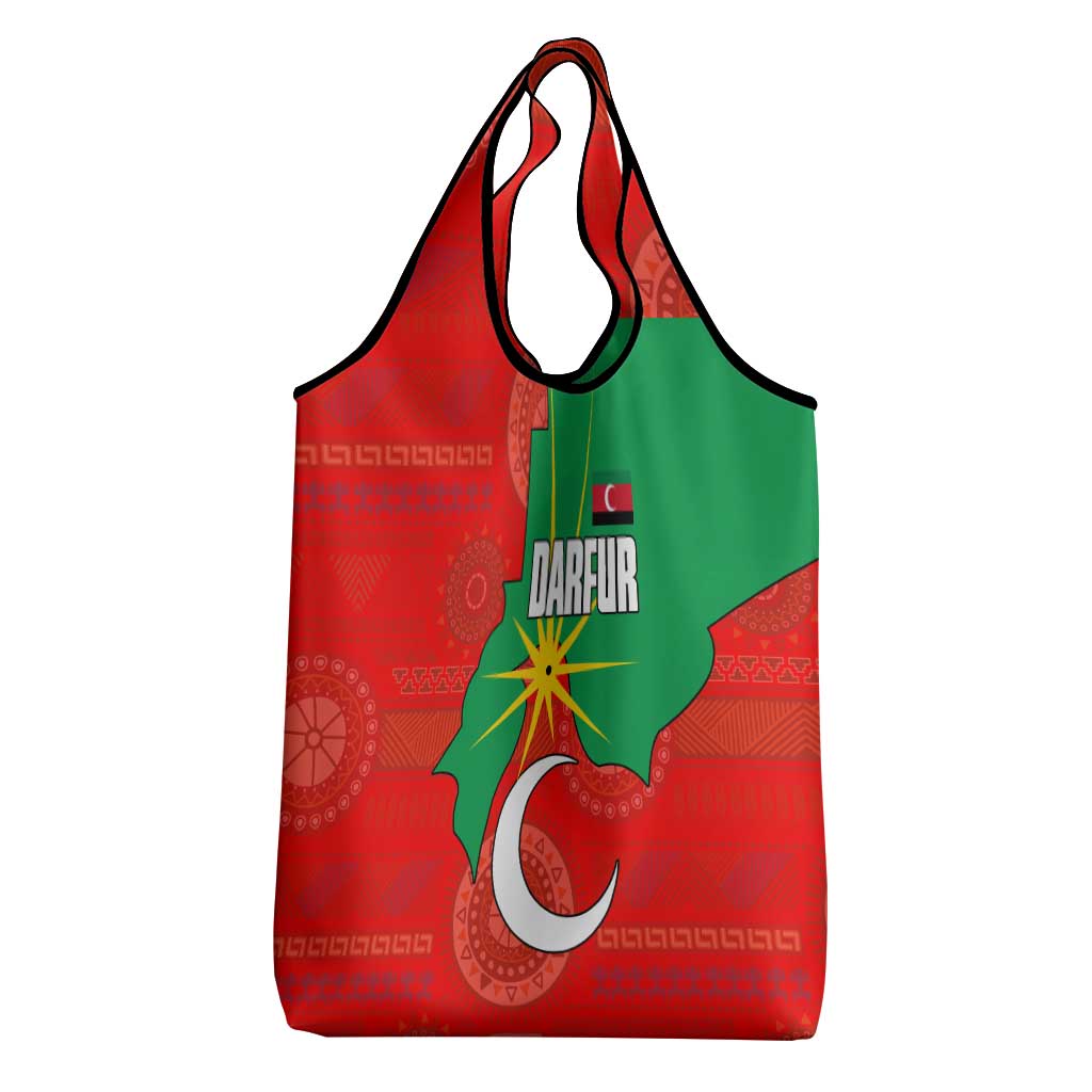 Darfur Sudan Grocery Bag Red Green Yellow Crescent Star - African Pride