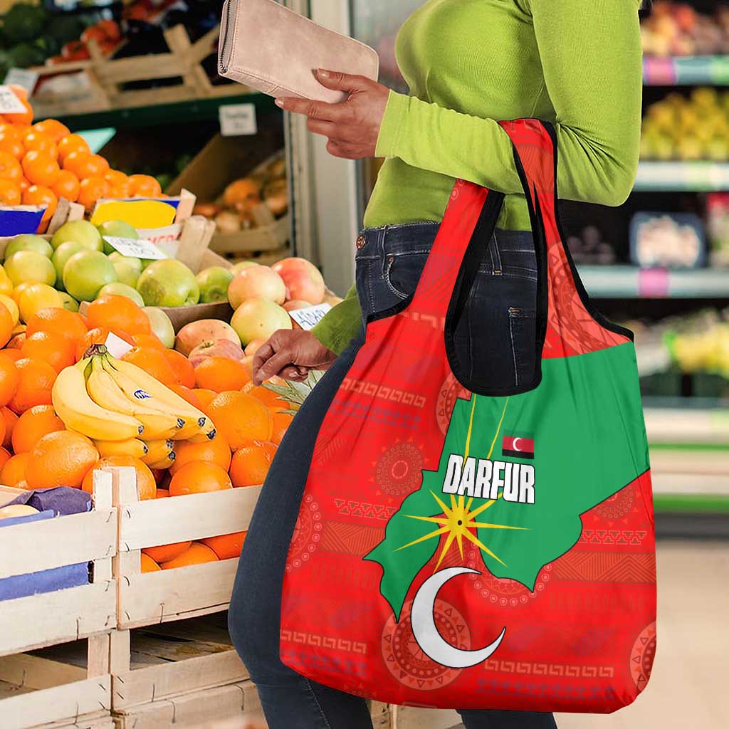 Darfur Sudan Grocery Bag Red Green Yellow Crescent Star - African Pride