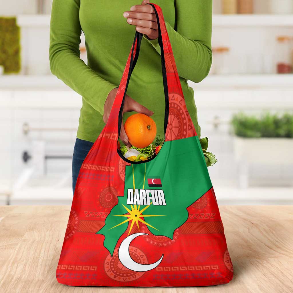 Darfur Sudan Grocery Bag Red Green Yellow Crescent Star - African Pride