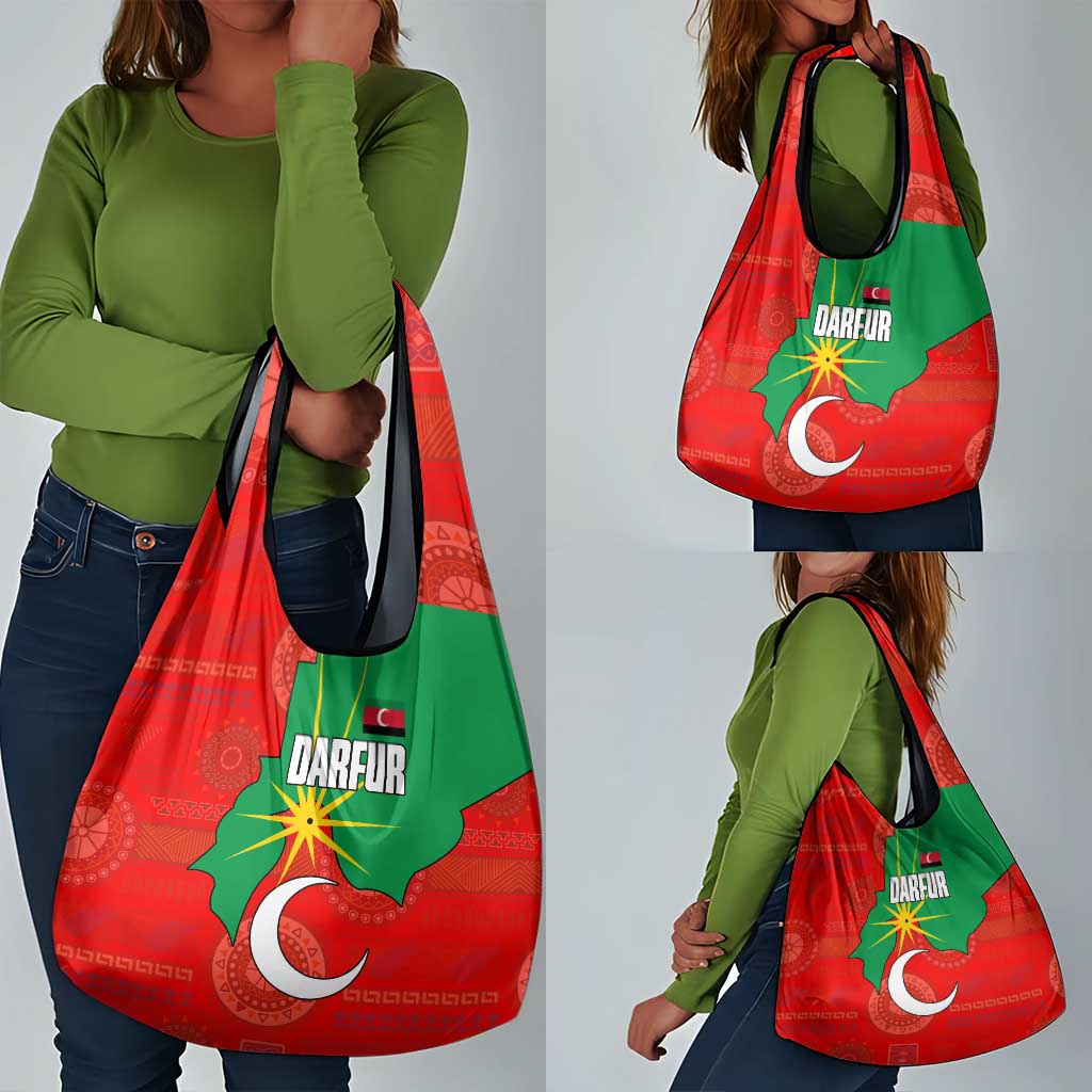 Darfur Sudan Grocery Bag Red Green Yellow Crescent Star - African Pride