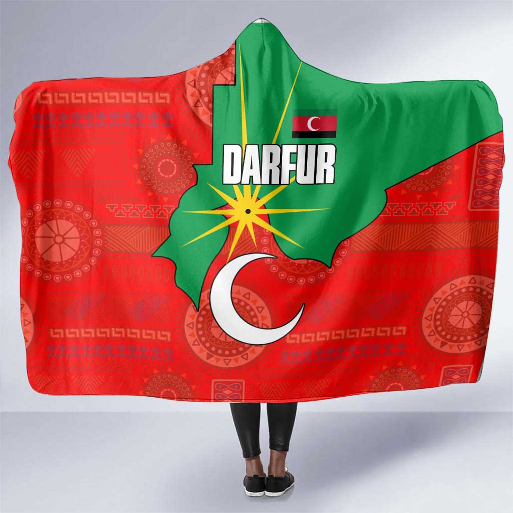 Darfur Sudan Hooded Blanket Red Green Yellow Crescent Star - African Pride