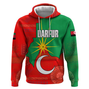 Darfur Sudan Hoodie Red Green Yellow Crescent Star - African Pride