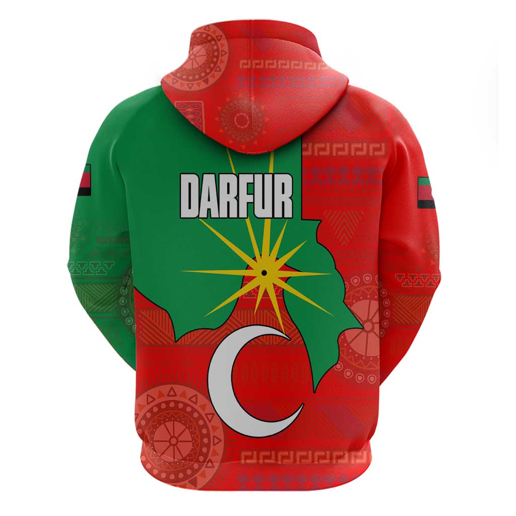 Darfur Sudan Hoodie Red Green Yellow Crescent Star - African Pride