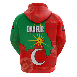 Darfur Sudan Hoodie Red Green Yellow Crescent Star - African Pride