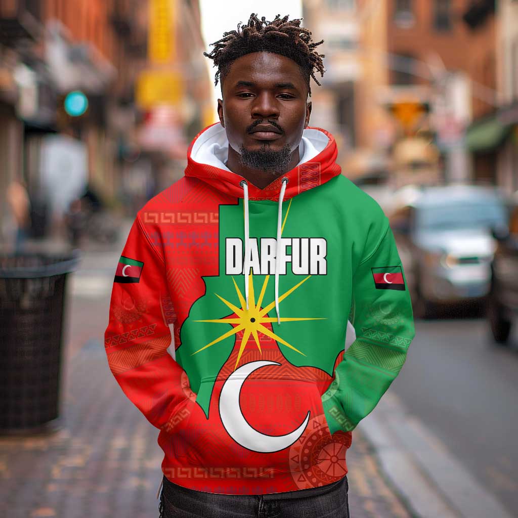 Darfur Sudan Hoodie Red Green Yellow Crescent Star - African Pride