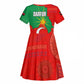Darfur Sudan Kid Short Sleeve Dress Red Green Yellow Crescent Star - African Pride