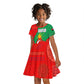 Darfur Sudan Kid Short Sleeve Dress Red Green Yellow Crescent Star - African Pride