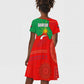 Darfur Sudan Kid Short Sleeve Dress Red Green Yellow Crescent Star - African Pride