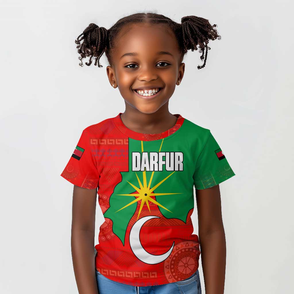 Darfur Sudan Kid T shirt Red Green Yellow Crescent Star - African Pride