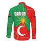 Darfur Sudan Long Sleeve Button Shirt Red Green Yellow Crescent Star - African Pride