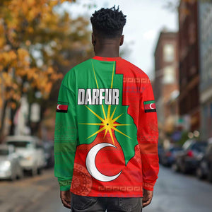 Darfur Sudan Long Sleeve Shirt Red Green Yellow Crescent Star - African Pride