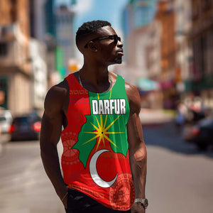 Darfur Sudan Men Tank Top Red Green Yellow Crescent Star - African Pride