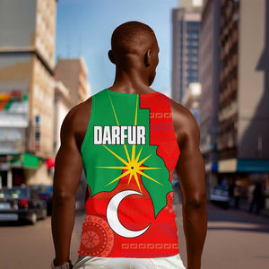 Darfur Sudan Men Tank Top Red Green Yellow Crescent Star - African Pride