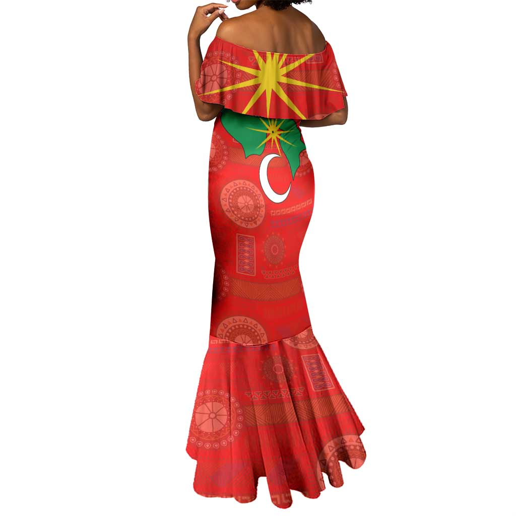 Darfur Sudan Mermaid Dress Red Green Yellow Crescent Star - African Pride