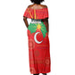 Darfur Sudan Off Shoulder Maxi Dress Red Green Yellow Crescent Star - African Pride
