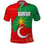 Darfur Sudan Polo Shirt Red Green Yellow Crescent Star - African Pride