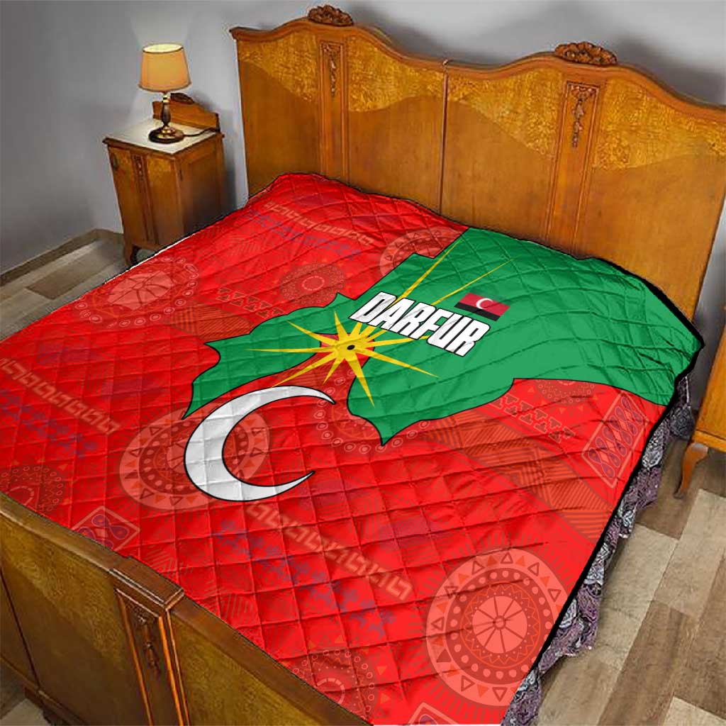 Darfur Sudan Quilt Red Green Yellow Crescent Star - African Pride