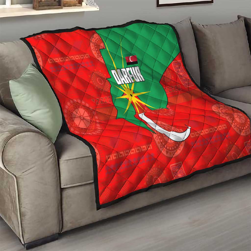 Darfur Sudan Quilt Red Green Yellow Crescent Star - African Pride