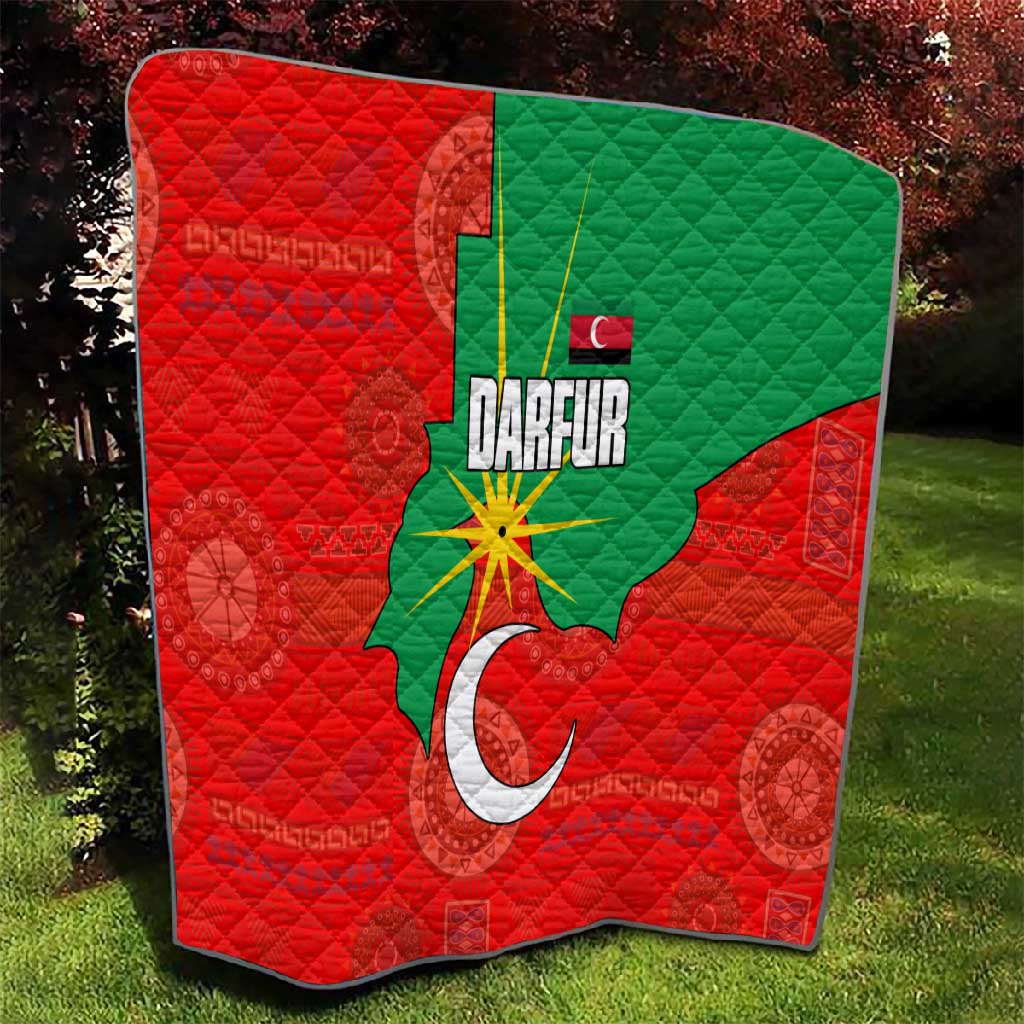 Darfur Sudan Quilt Red Green Yellow Crescent Star - African Pride