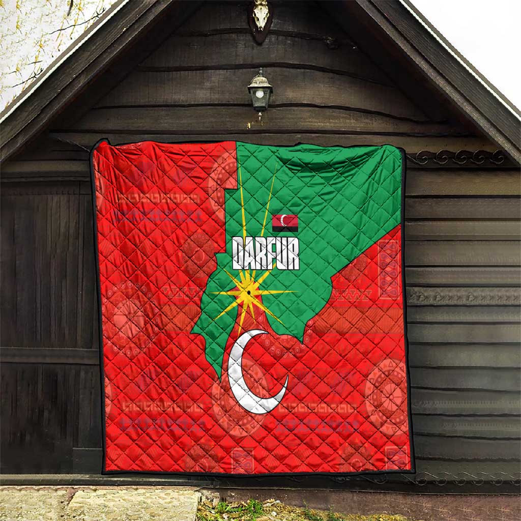 Darfur Sudan Quilt Red Green Yellow Crescent Star - African Pride