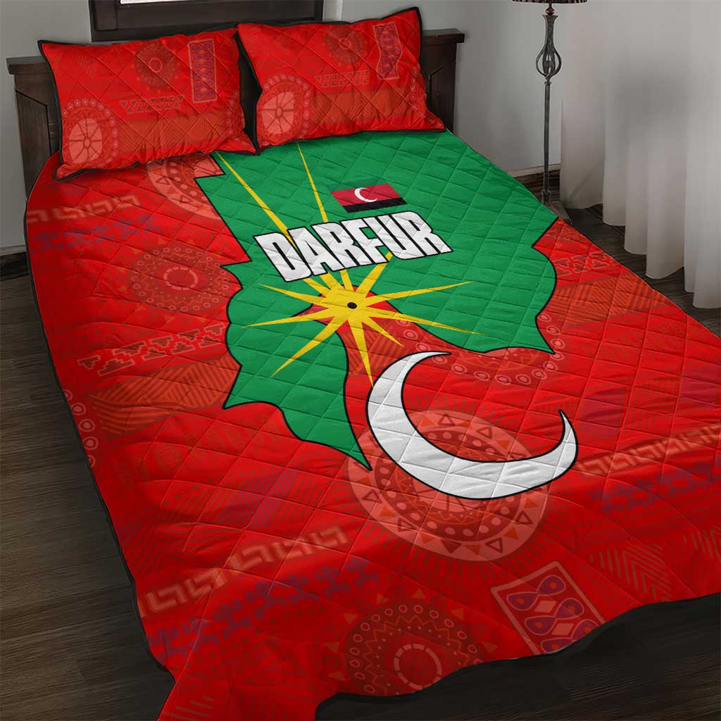 Darfur Sudan Quilt Bed Set Red Green Yellow Crescent Star - African Pride