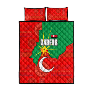 Darfur Sudan Quilt Bed Set Red Green Yellow Crescent Star - African Pride