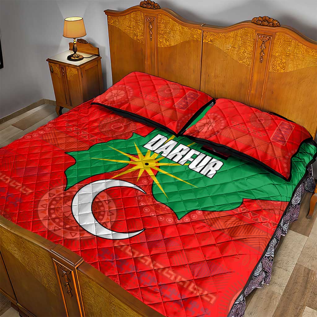 Darfur Sudan Quilt Bed Set Red Green Yellow Crescent Star - African Pride