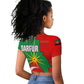 Darfur Sudan Raglan Cropped T shirt Red Green Yellow Crescent Star - African Pride