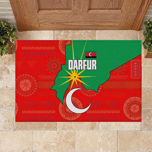 Darfur Sudan Rubber Doormat Red Green Yellow Crescent Star - African Pride