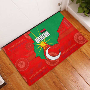 Darfur Sudan Rubber Doormat Red Green Yellow Crescent Star - African Pride