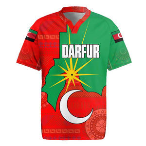 Darfur Sudan Rugby Jersey Red Green Yellow Crescent Star - African Pride