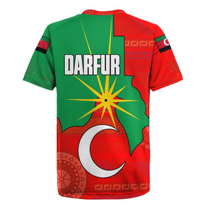 Darfur Sudan Rugby Jersey Red Green Yellow Crescent Star - African Pride