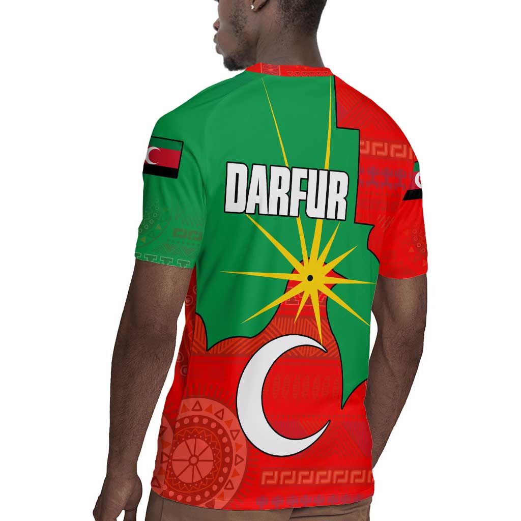 Darfur Sudan Rugby Jersey Red Green Yellow Crescent Star - African Pride