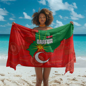 Darfur Sudan Sarong Red Green Yellow Crescent Star - African Pride