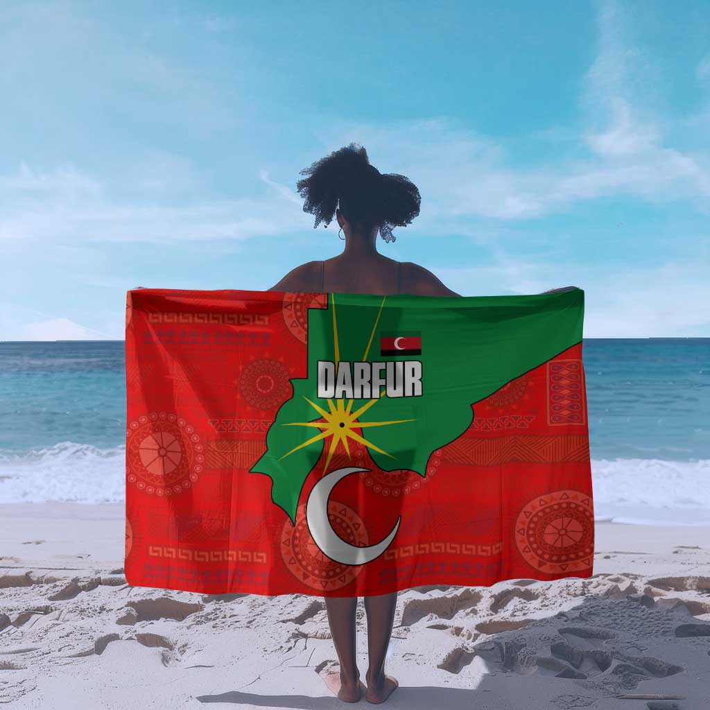 Darfur Sudan Sarong Red Green Yellow Crescent Star - African Pride