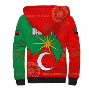 Darfur Sudan Sherpa Hoodie Red Green Yellow Crescent Star - African Pride
