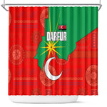 Darfur Sudan Shower Curtain Red Green Yellow Crescent Star - African Pride