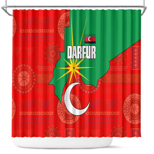 Darfur Sudan Shower Curtain Red Green Yellow Crescent Star - African Pride