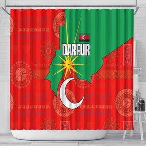 Darfur Sudan Shower Curtain Red Green Yellow Crescent Star - African Pride