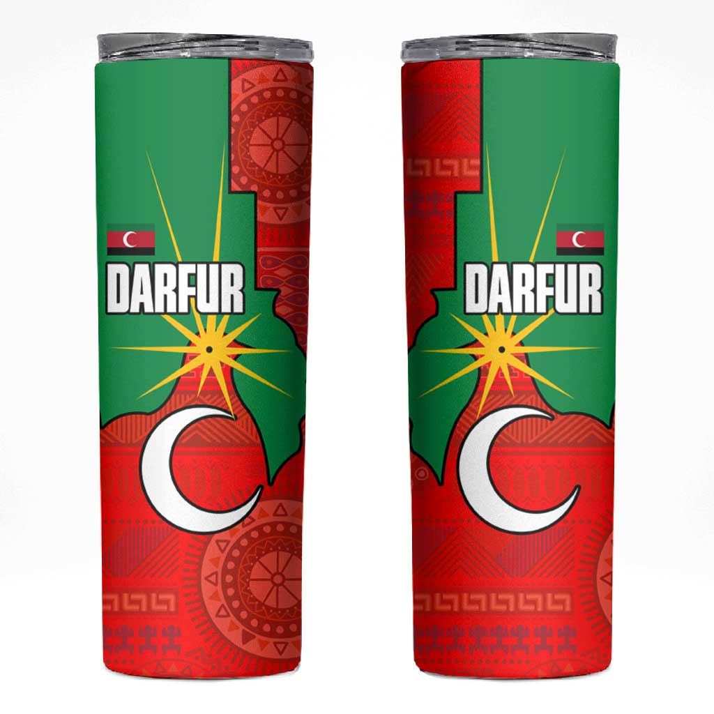Darfur Sudan Skinny Tumbler Red Green Yellow Crescent Star - African Pride