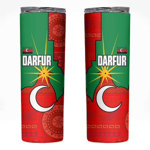 Darfur Sudan Skinny Tumbler Red Green Yellow Crescent Star - African Pride
