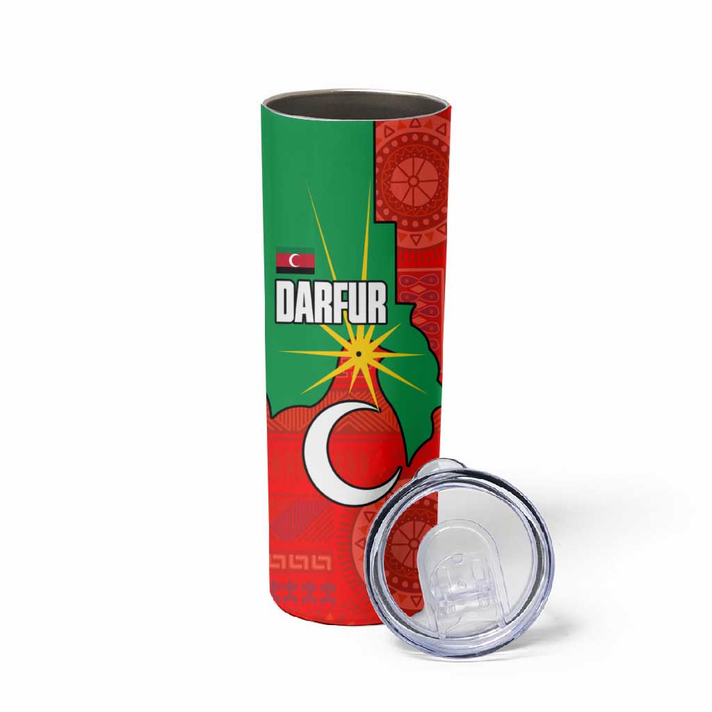 Darfur Sudan Skinny Tumbler Red Green Yellow Crescent Star - African Pride