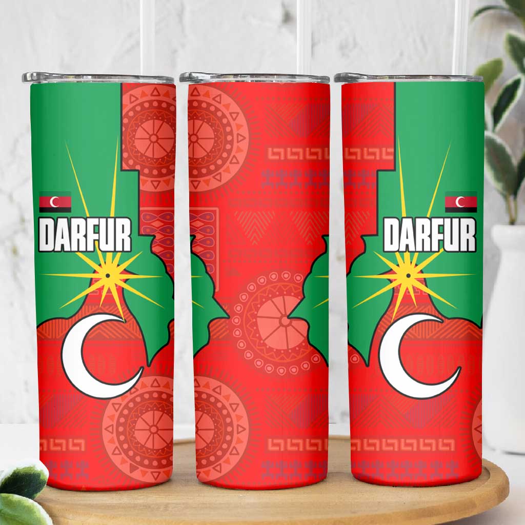 Darfur Sudan Skinny Tumbler Red Green Yellow Crescent Star - African Pride