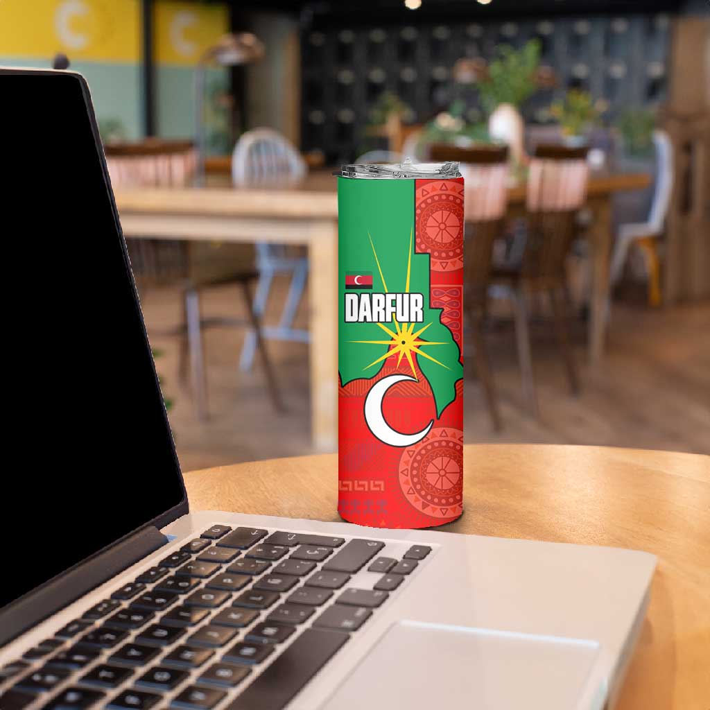 Darfur Sudan Skinny Tumbler Red Green Yellow Crescent Star - African Pride