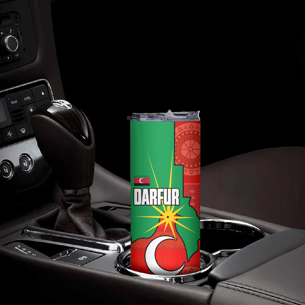 Darfur Sudan Skinny Tumbler Red Green Yellow Crescent Star - African Pride