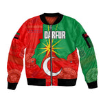 Darfur Sudan Sleeve Zip Bomber Jacket Red Green Yellow Crescent Star - African Pride