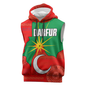 Darfur Sudan Sleeveless Hoodie Red Green Yellow Crescent Star - African Pride